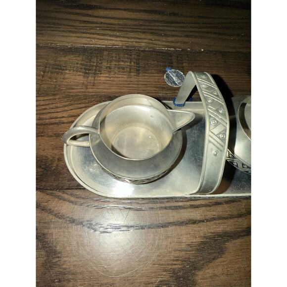 Norwegian Pewter Sugar & Creamer Set –Vint Mid-Century, Norway Hagness - Picture 2 of 10